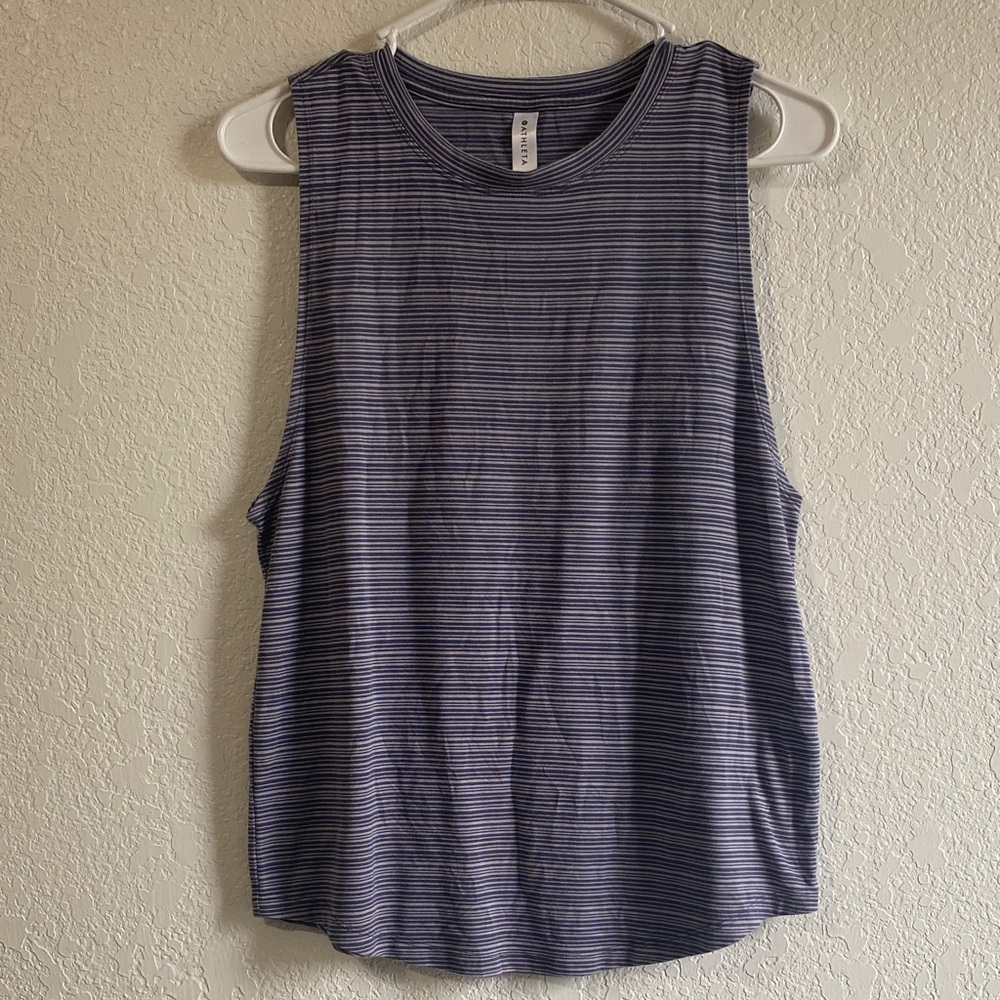 Athleta purple Striped Muscle Tee